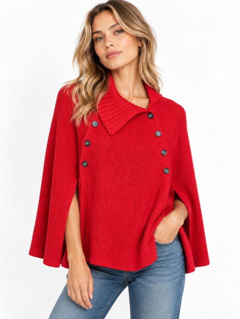 Banana Republic Heritage Womens Red Sweater Poncho Small One Size Quiet Luxury